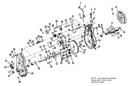 Transmission Group Diagram and Parts List for 616 990415 Simplicity Lawn Tractor