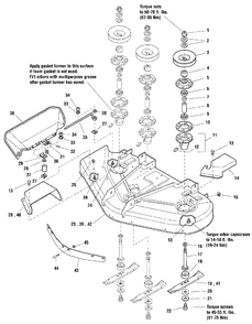 44-Inch And 50-Inch Mower Deck - Housing, Arbors, And Blades Group - B&s Professional Series Diagram and Parts List for 2650 5900705 Simplicity Lawn Tractor