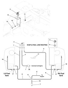 Fuel Supply Hose, Tank Replacement Parts, And Evap Group Diagram and Parts List for 5901799  Simplicity Lawn Tractor