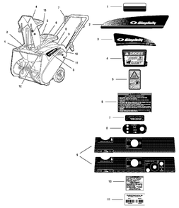Decals Group (026dcl) Diagram and Parts List for 319M 1694583 Simplicity Snow Blower