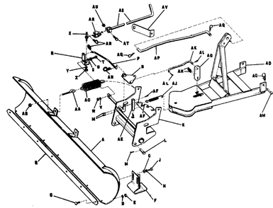 46-Inch Dozer Blade Diagram and Parts List for 3112H 990499 Simplicity Lawn Tractor