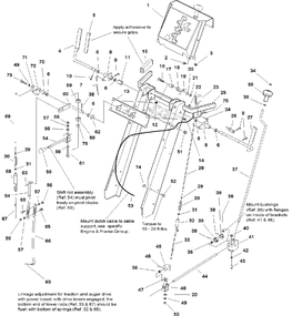 Handles And Controls Group Diagram and Parts List for 1180E 1694244 Simplicity Snow Blower