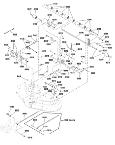 50-Inch (127cm) Mower Deck - Electric Height Adjustment And Roller Bar Group Diagram and Parts List for 2691419-01  Simplicity Lawn Tractor