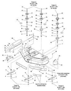 44-Inch Mower Deck - Housing, Arbors And Blades Group Diagram and Parts List for 2690947-00  Simplicity Lawn Tractor