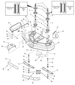 44-Inch Mower Deck - Housing, Arbors And Blades Group Diagram and Parts List for 2690940-00  Simplicity Lawn Tractor