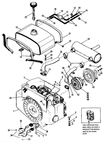Engine And Fuel System Diagram and Parts List for 4041 990954 Simplicity Lawn Tractor