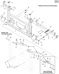 Hopper Mount Group (Ztr) - 12 Cu. Ft. Hopper Diagram and Parts List for 5600754  Simplicity Lawn Tractor Accessories