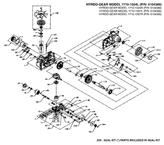 Transaxle Service Parts Diagram and Parts List for 5901748  Simplicity Lawn Tractor