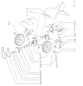 Hood, Drag Stake And Tine Group Diagram and Parts List for 7016RT 1695923 Simplicity Tiller
