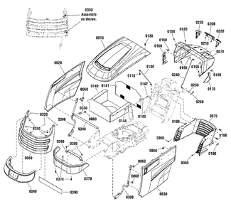 Hood, Grille And Dash Group Diagram and Parts List for 2691419-01  Simplicity Lawn Tractor
