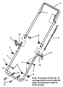 Handles Group (02601) Diagram and Parts List for 319E 1694383 Simplicity Snow Blower