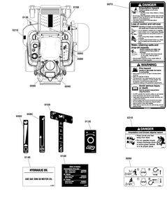 Decals Group - Safety And Operation Diagram and Parts List for 2691952-01  Simplicity Lawn Tractor