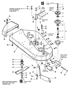 36-Inch Mower Deck And Arbor Group Diagram and Parts List for 3110E 1691109 Simplicity Lawn Tractor