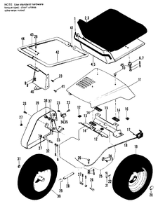 Engine, Seat And Rear Wheel Group Diagram and Parts List for 325 990900 Simplicity Lawn Tractor