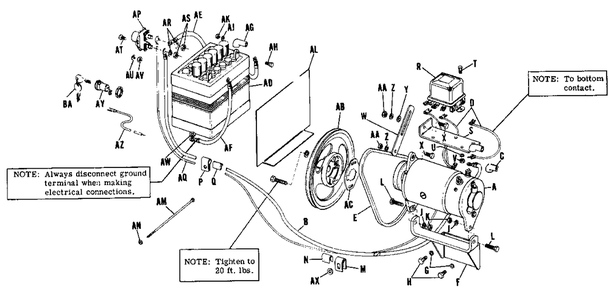 Electric Starter-Generator System Diagram and Parts List for 700 990169 Simplicity Lawn Tractor