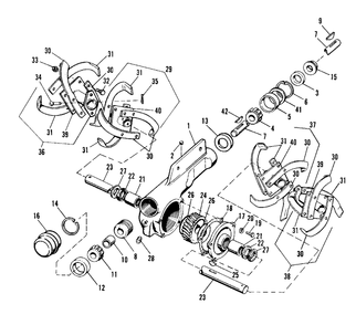 Tine Assembly And Gear Housing Diagram and Parts List for 1003 1600397 Simplicity Tiller