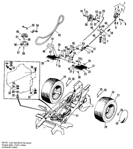 Engine, Pulley, Brake And Clutch Group Diagram and Parts List for 627 990578 Simplicity Lawn Tractor