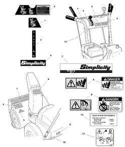 Decals Group - 860 Diagram and Parts List for 860E 1694242 Simplicity Snow Blower