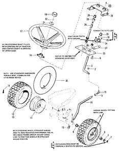 Front Tires And Steering Group (6008 And 6011) Diagram and Parts List for 6008 1690315 Simplicity Lawn Tractor