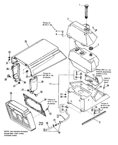 Hood, Grille And Dash Group Diagram and Parts List for 4212G 1692095 Simplicity Lawn Tractor