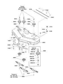 48-Inch Mower Deck - Housing And Arbor Group Diagram and Parts List for SZT275 2691695-01 Simplicity Lawn Tractor