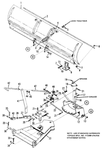 60-Inch Dozer Blade Diagram and Parts List for 1600203  Simplicity Lawn Tractor Accessories