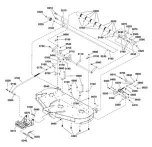 48-Inch (122cm) Mower Deck - Height Adjustment And Roller Bar Group Diagram and Parts List for 2691669-00  Simplicity Lawn Tractor