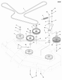 52 Mower Deck - Pulleys Belts  Idler Arm Diagram and Parts List for 5900530  Simplicity Lawn Tractor