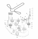 61 Mower Deck - Pulleys Belts  Idler Arm Diagram and Parts List for 5900764  Simplicity Lawn Tractor