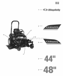 Decals - Brand  Model Diagram and Parts List for 5900765  Simplicity Lawn Tractor