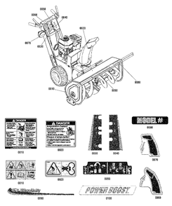 Decals Group Diagram and Parts List for P1738E 1695827 Simplicity Snow Blower