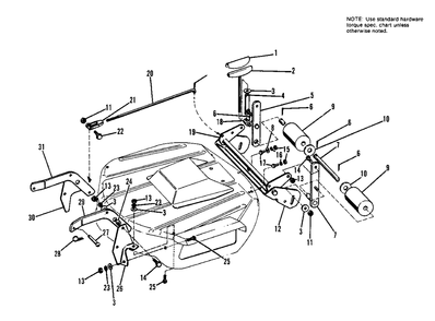 24-Inch Mower Controls And Misc. Group Diagram and Parts List for 401 990357 Simplicity Lawn Tractor