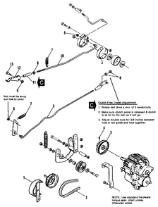 Clutch And Brake Control Group Diagram and Parts List for 7116H 1690489 Simplicity Lawn Tractor