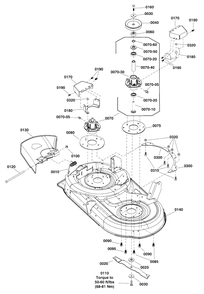 42-Inch Mower Deck - Housing, Arbors And Blade Group Diagram and Parts List for SZT110 2691692-01 Simplicity Lawn Tractor