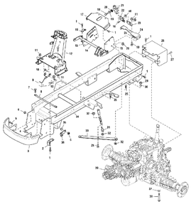 Frame And Transmission Group Diagram and Parts List for 2690956-00  Simplicity Lawn Tractor