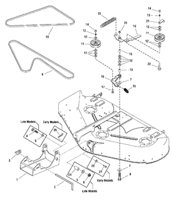 44-Inch And 50-Inch Mower Deck - Clutch And Support Group Diagram and Parts List for 1695395  Simplicity Lawn Tractor Accessories