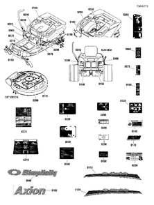 Decal Group (7502275) Diagram and Parts List for 150Z 7800760 Simplicity Lawn Tractor