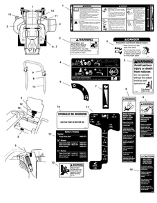 Decal Group - Safety And Operation Diagram and Parts List for 5901779  Simplicity Lawn Tractor