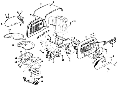 Seat, Hood, And Drawbar Assembly-Model 600 Diagram and Parts List for 600 990230 Simplicity Lawn Tractor