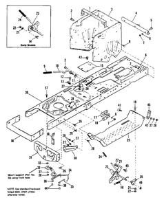 Frame Group Diagram and Parts List for 4211 1690910 Simplicity Lawn Tractor