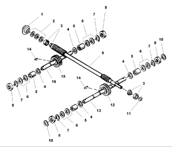 Wheel And Tiller Shaft Group Diagram and Parts List for 514RT 1693705 Simplicity Tiller