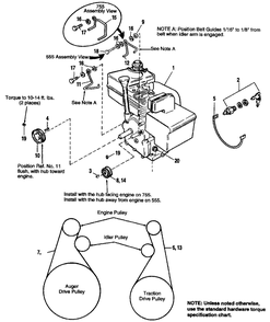 Engine Group Diagram and Parts List for 722E 1692615 Simplicity Snow Blower