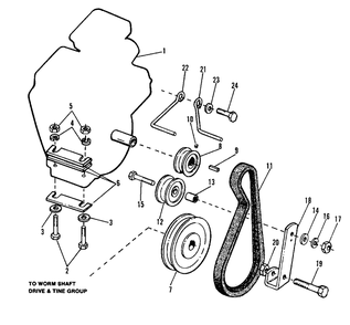 Engine Pulley And Control Group Diagram and Parts List for 1003 1600397 Simplicity Tiller