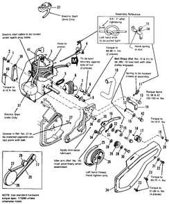 Engine And Drive Group Diagram and Parts List for 350E 1691406 Simplicity Snow Blower