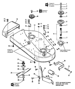 36-Inch Mower Deck And Arbor Group Diagram and Parts List for 4211 1690845 Simplicity Lawn Tractor