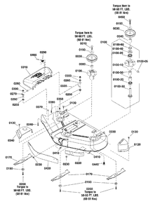44-Inch (112cm) Mower Deck - Housing, Arbors And Blades Group Diagram and Parts List for 2691668-02  Simplicity Lawn Tractor