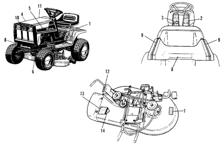 Decal Group Diagram and Parts List for 4212H 1691270 Simplicity Lawn Tractor