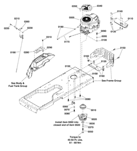 Engine Group Diagram and Parts List for SZT350 2691696-01 Simplicity Lawn Tractor