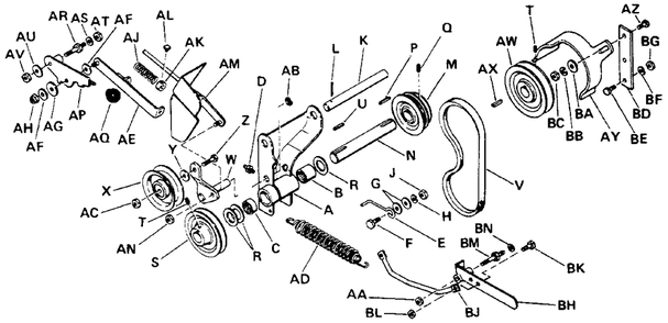 Power Take-Off Diagram and Parts List for 3210V 990569 Simplicity Lawn Tractor
