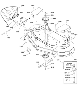 48-Inch Mower Deck - Housing, Arbors And Blades Group Diagram and Parts List for 2691952-01  Simplicity Lawn Tractor